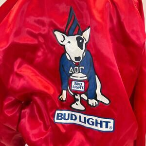 Vtg Spuds Mackenzie Bud Light Satin Jacket Mens Sz XL Anheuser Busch 80s Promo